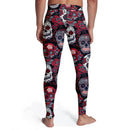 Mens Black and Red Skulls Tights